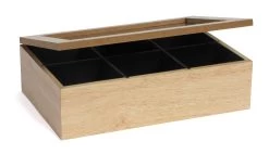 Sakura Tea Theedoos - Hout - 6-vaks - Met Fluweel - 24 X 16 Cm