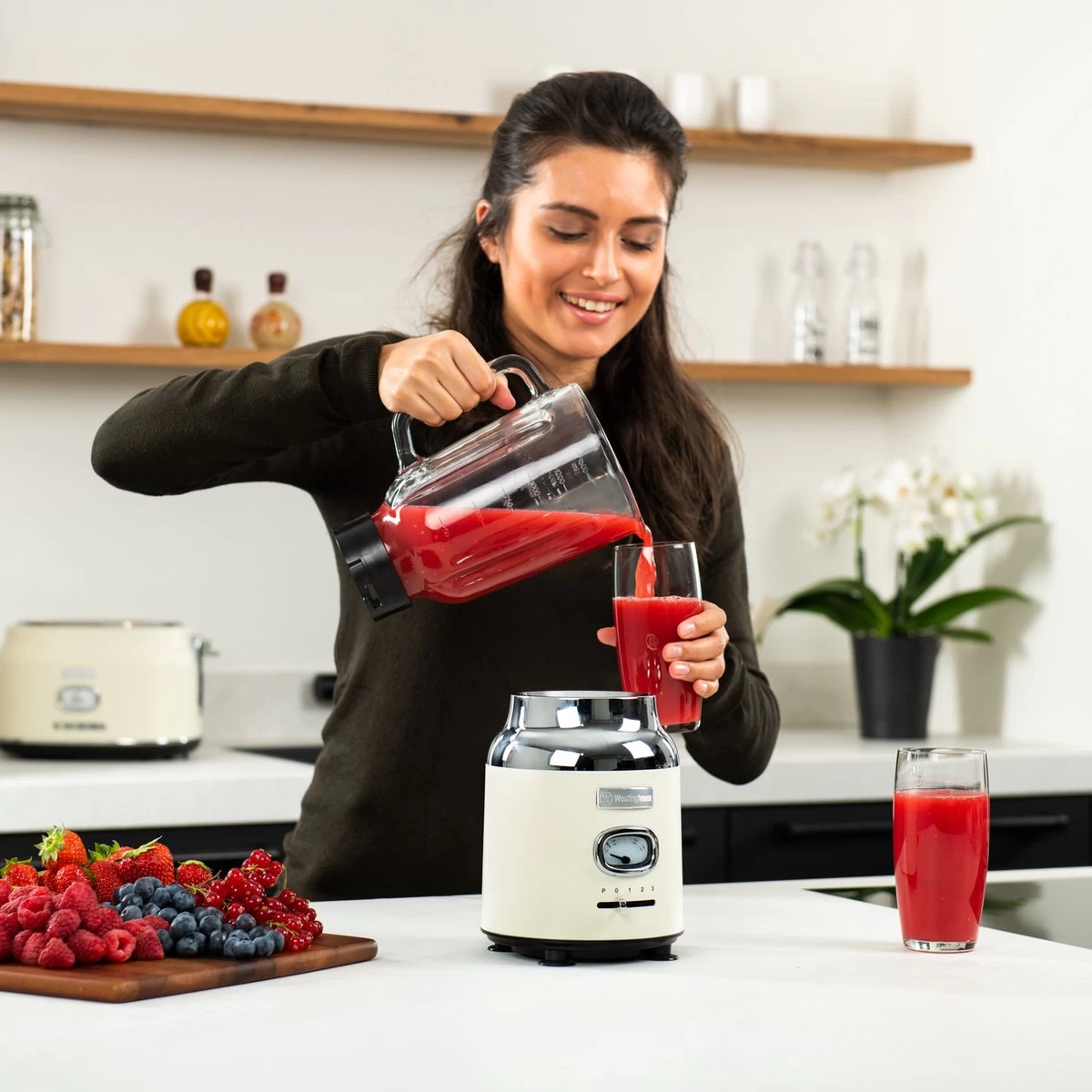 Westinghouse Retro Waterkoker + Broodrooster 4 Sleuven + Blender - Wit - Afbeelding 8