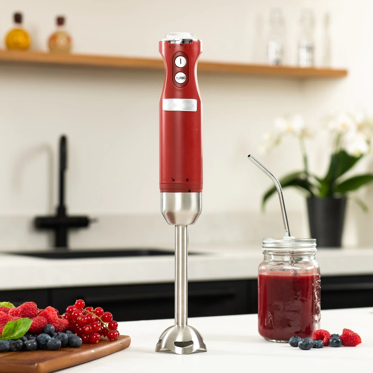 Westinghouse Retro Waterkoker + Broodrooster 2 Sleuven + Staafmixer - Rood - Afbeelding 10