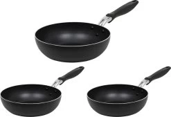 Resto Kitchenware Wokpannenset Antares ø 24 + 26 + 28 Cm - Inductie En Alle Andere Warmtebronnen