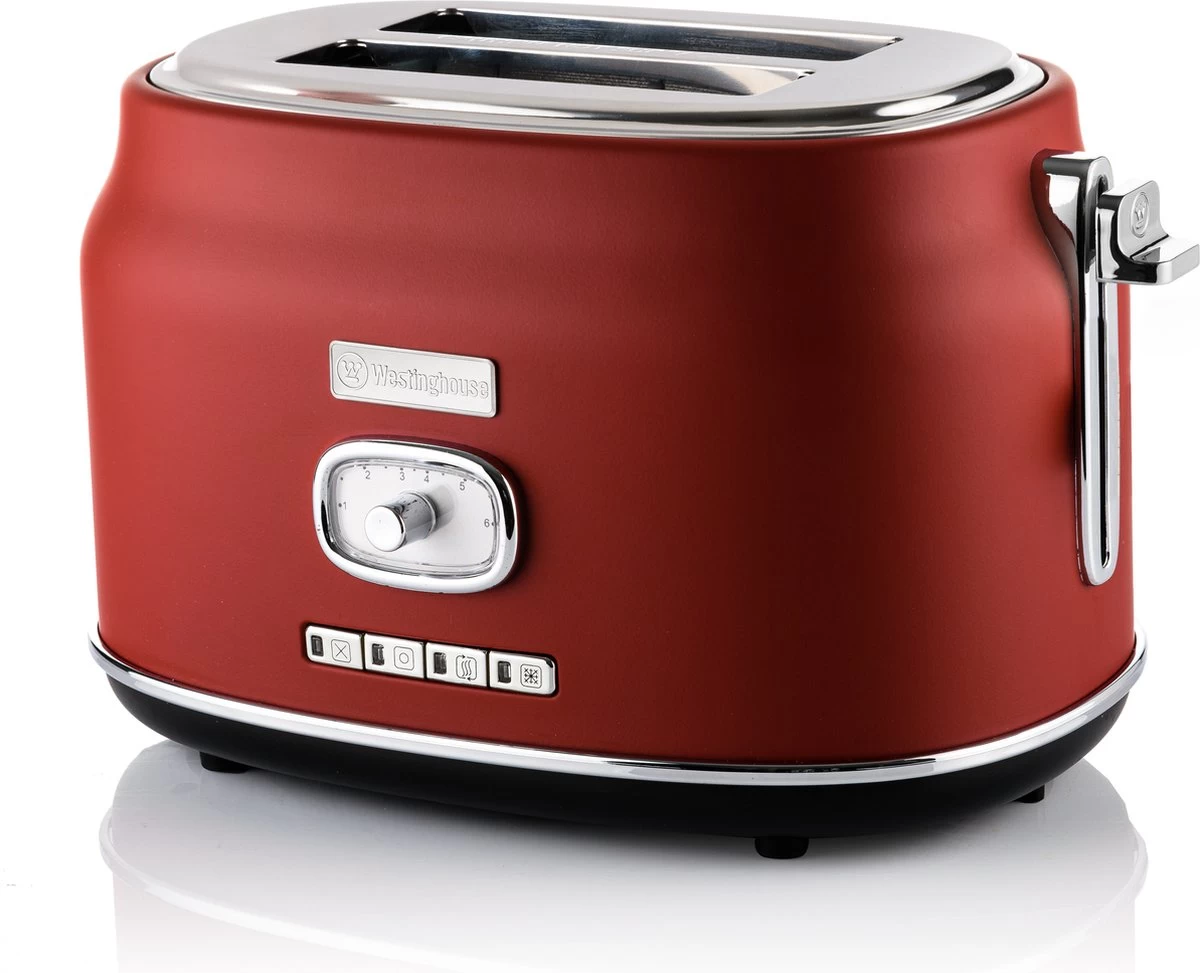 Westinghouse Retro Waterkoker + Broodrooster 2 Sleuven + Staafmixer - Rood - Afbeelding 3