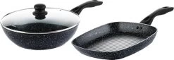Westinghouse Pannenset Black Marble (Grillpan 28 Cm + Wokpan ΓΈ 30 Cm) - Inductie En Alle Andere Warmtebronnen
