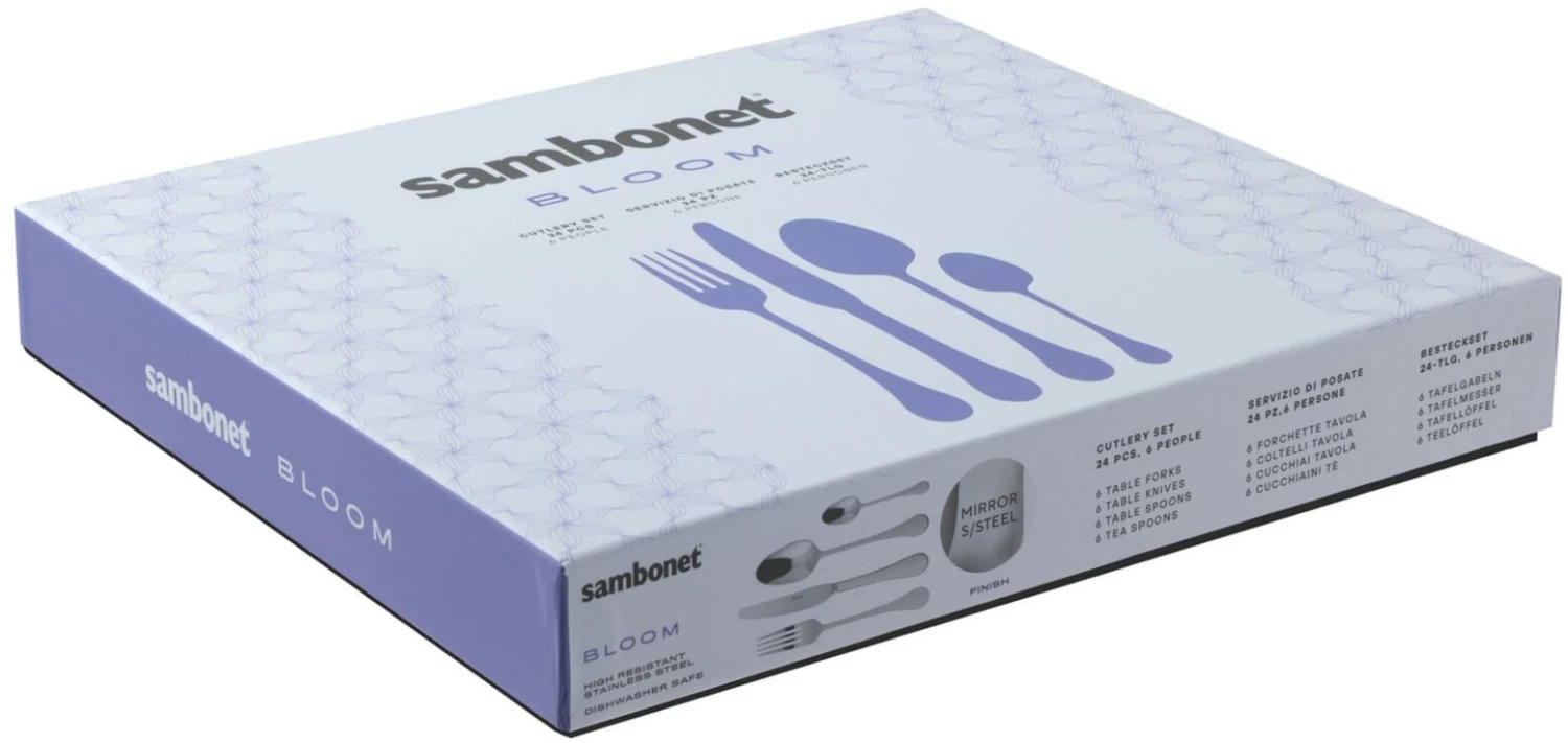 Sambonet Bestekset Bloom - RVS - Monoblock - 24 Delig / 6 Personen - Afbeelding 7