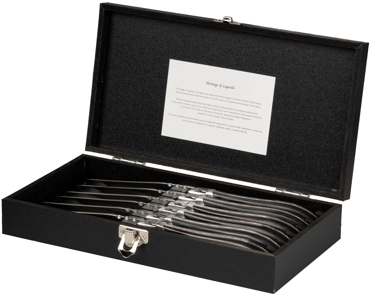 Jay Hill Steakmessen Laguiole - Zwart - 6 Stuks - Afbeelding 4