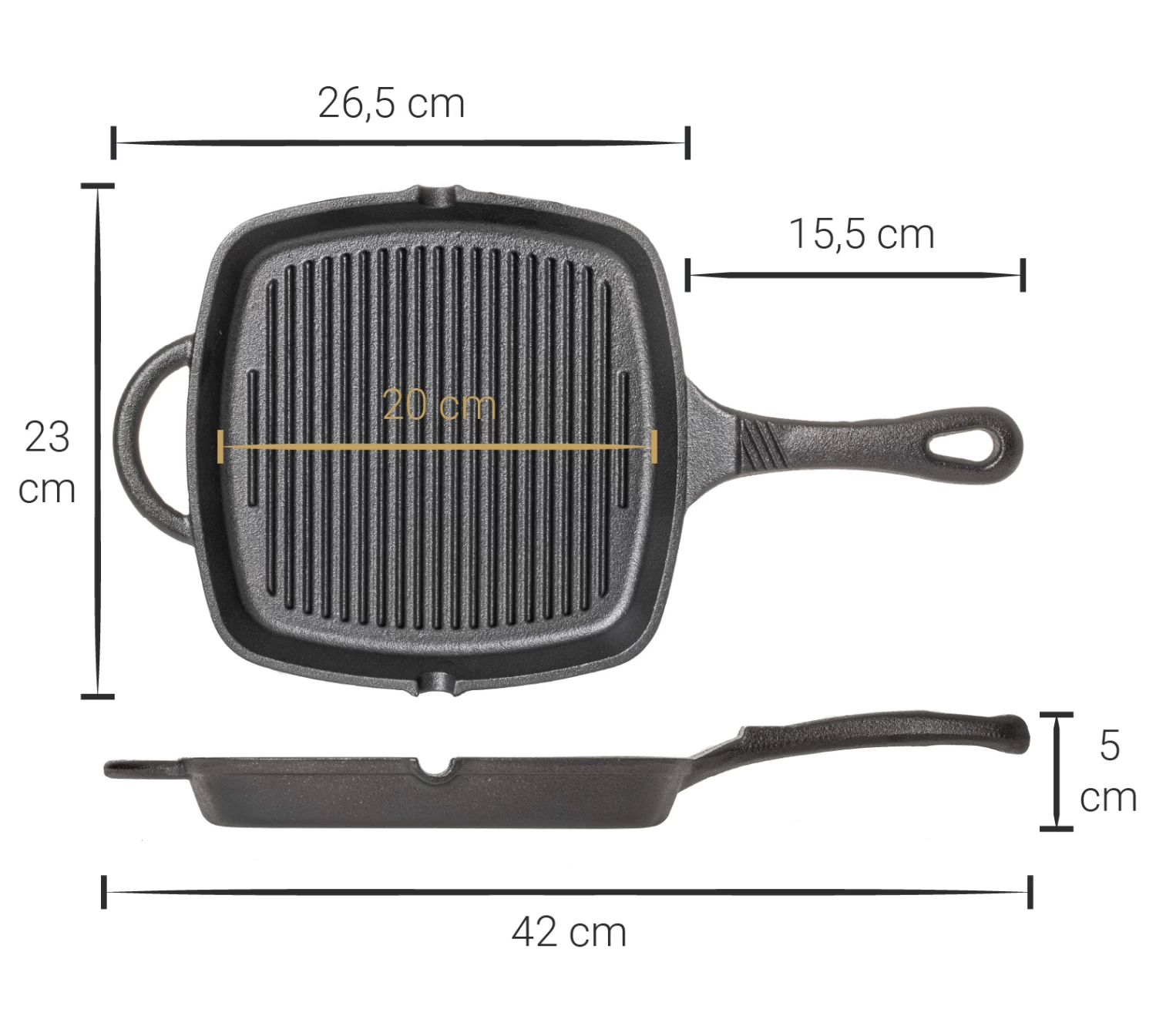 Blackwell Grillpan - Gietijzer - 23 X 23 Cm - Zonder Anti-aanbaklaag - Afbeelding 5