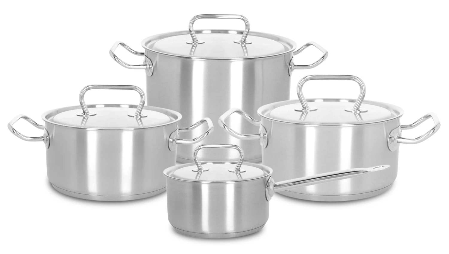 Demeyere - 4 Delige Pannenset (Kookpan ø 18 / 20 / 24 Cm + Steelpan ø 18 Cm) + Deksels Classic 3 - RVS