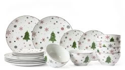 Studio Tavola Kerstservies - Porselein - Rood - 18-delig / 6 Personen