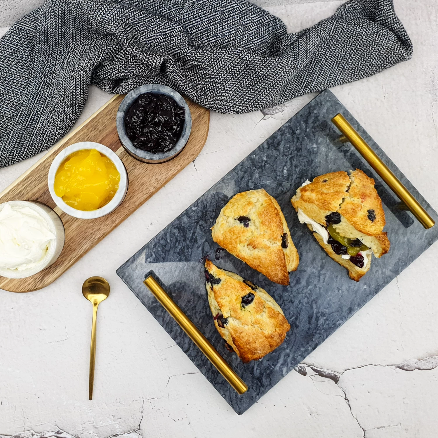 Jay Hill Dienblad - Met Handvatten - Marmer - Grijs - 30 X 20 Cm - Afbeelding 5