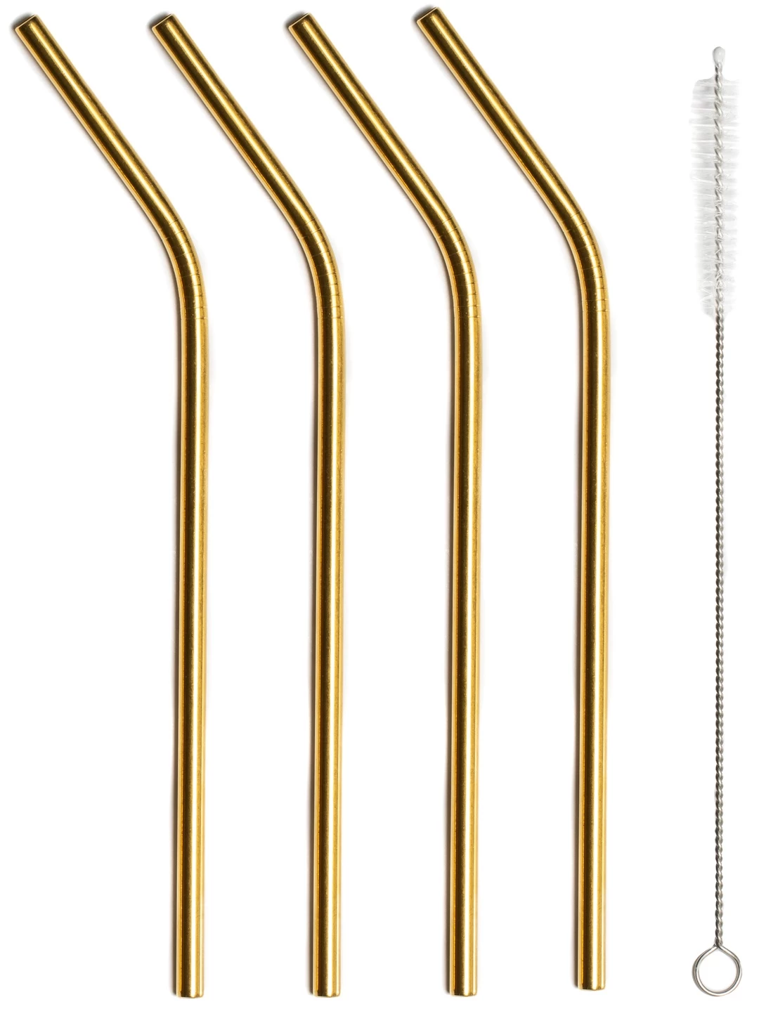 Sareva Herbruikbare Rietjes - Met Borstel - Goud - Gebogen - 4 Stuks - Afbeelding 5