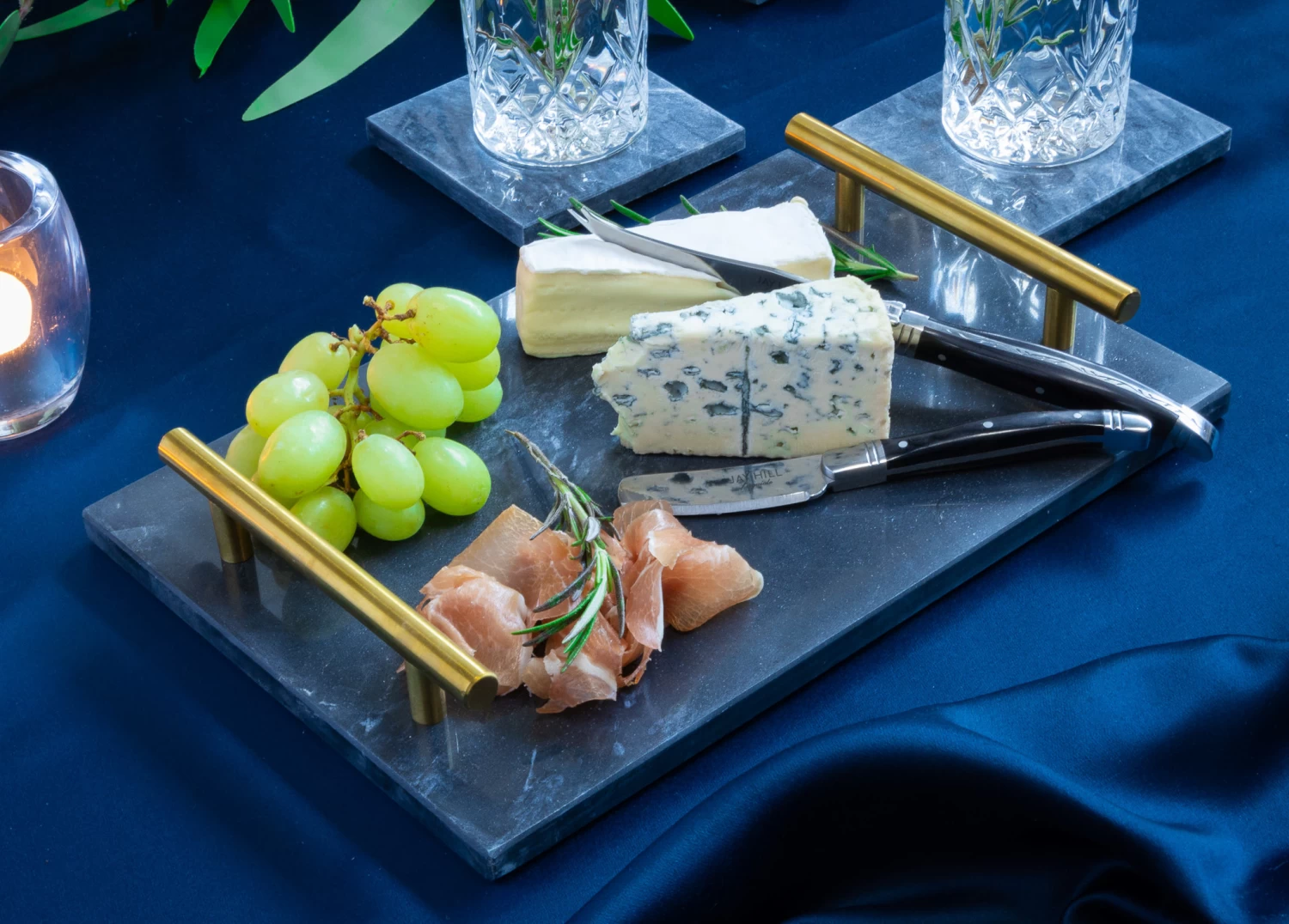 Jay Hill Dienblad - Met Handvatten - Marmer - Grijs - 30 X 20 Cm - Afbeelding 2