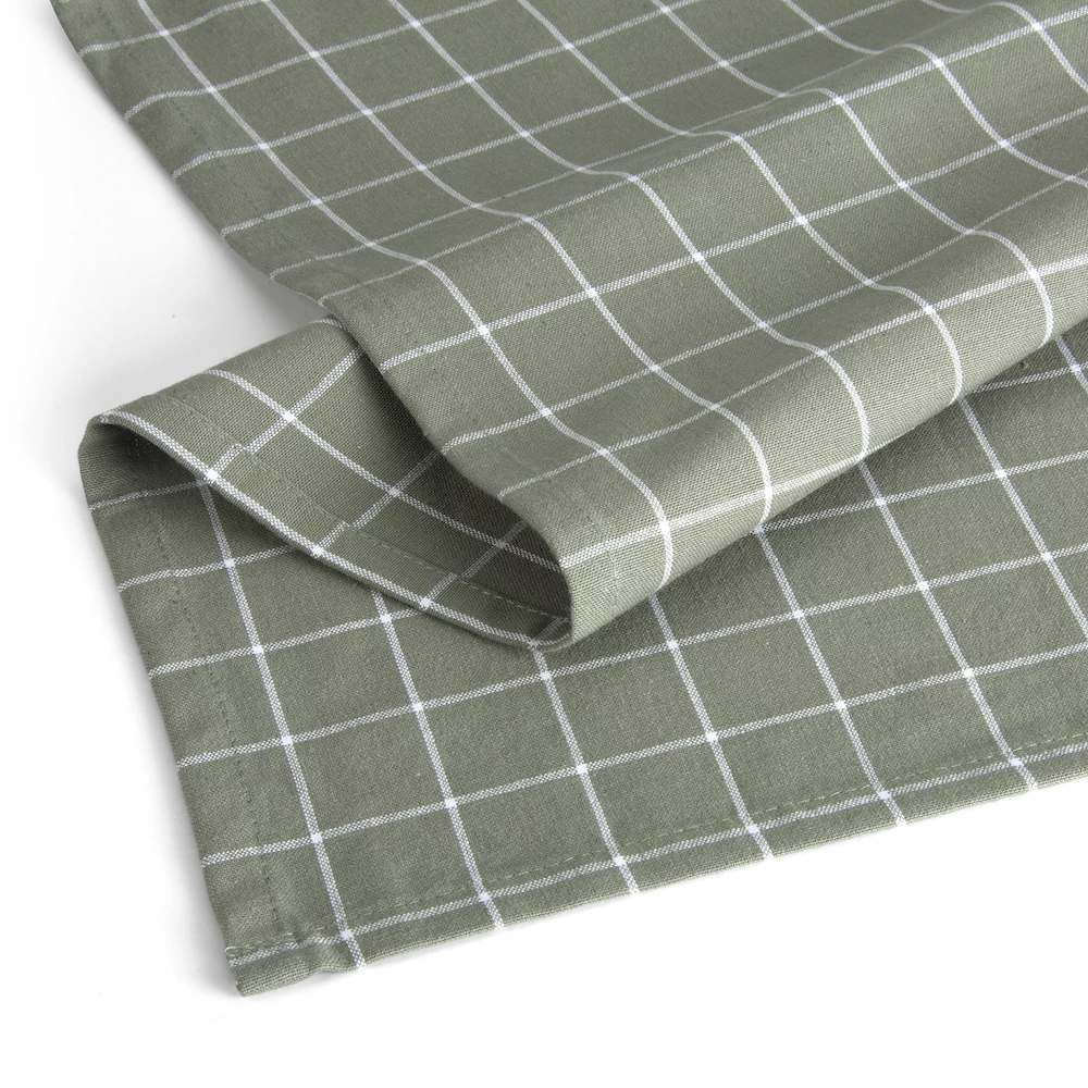 Walra Keukendoeken Set Cubes Uni, Stripes & Blocks Legergroen 50 X 70 Cm - 3 Stuks - Afbeelding 2