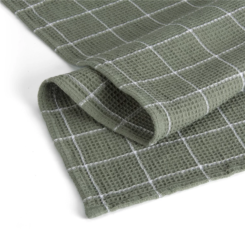 Walra Keukenhanddoek Cubes Legergroen 50 X 70 Cm - Afbeelding 2