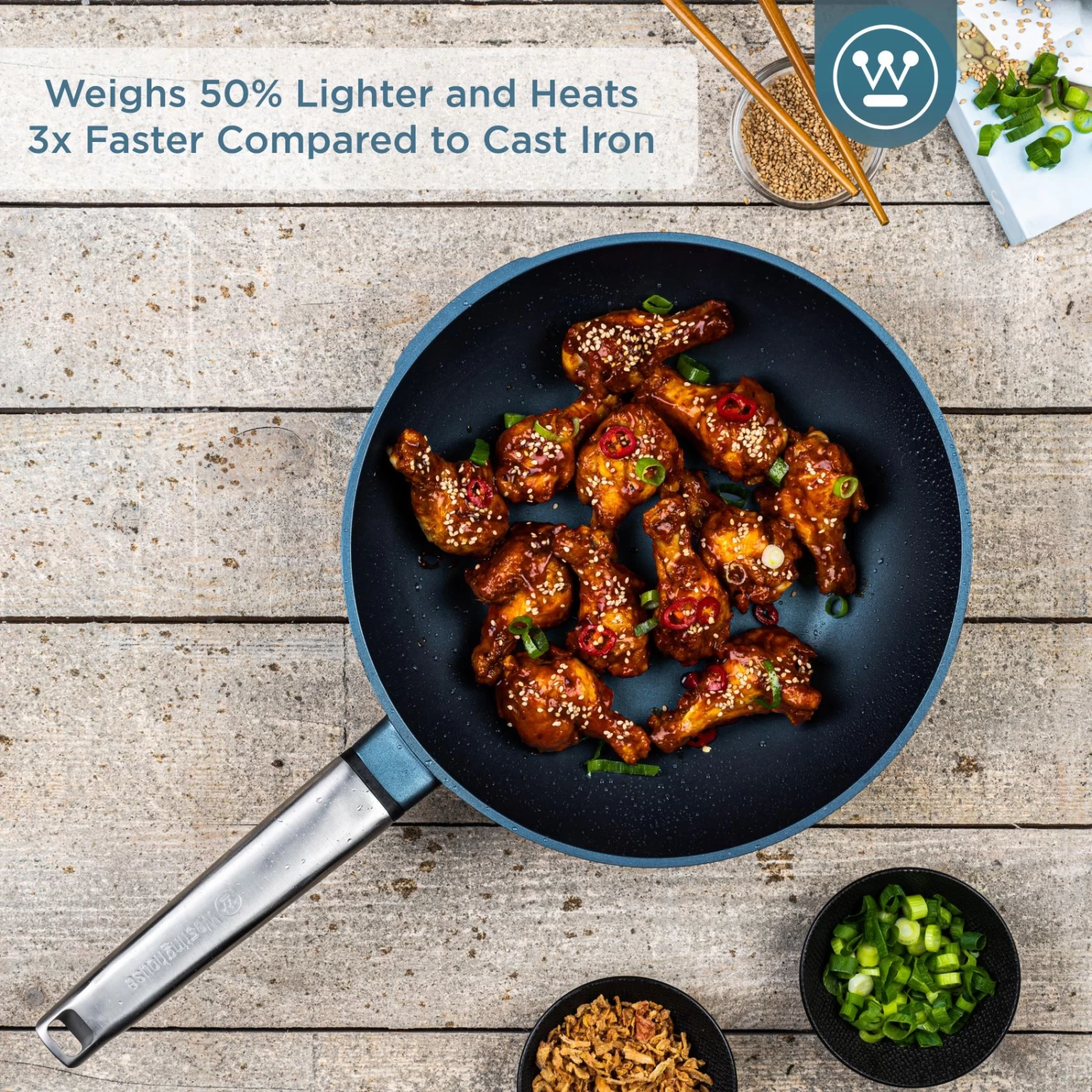 Westinghouse Wokpan Performance - Bravery Blue - ø 28 Cm - Standaard Anti-aanbaklaag - Afbeelding 13