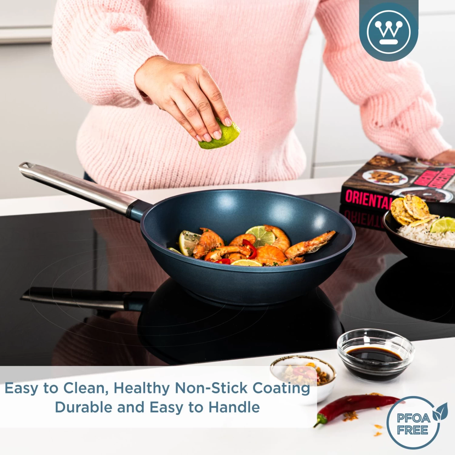 Westinghouse Wokpan Performance - Bravery Blue - ø 28 Cm - Standaard Anti-aanbaklaag - Afbeelding 12