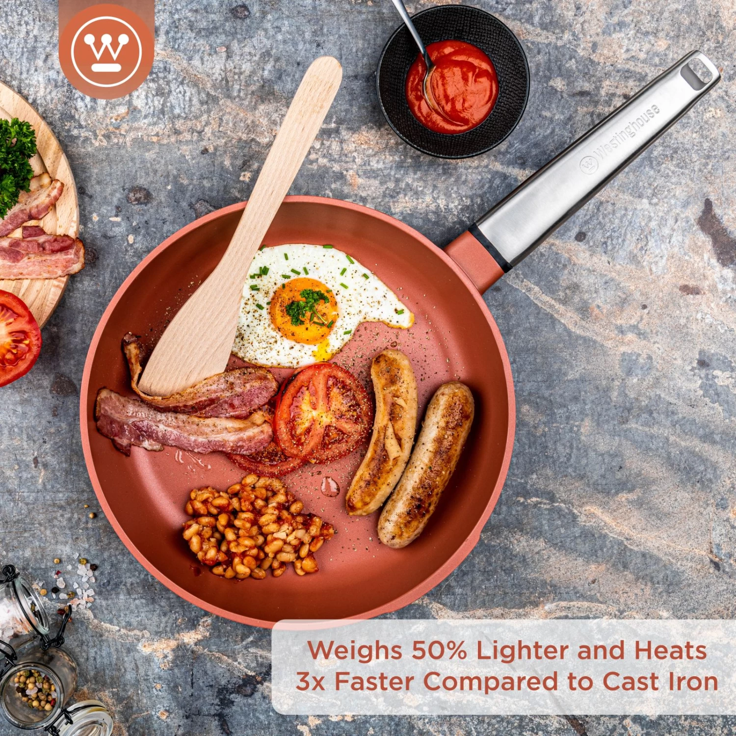 Westinghouse Koekenpan Performance - Rebel Red - ø 28 Cm - Standaard Anti-aanbaklaag - Afbeelding 5