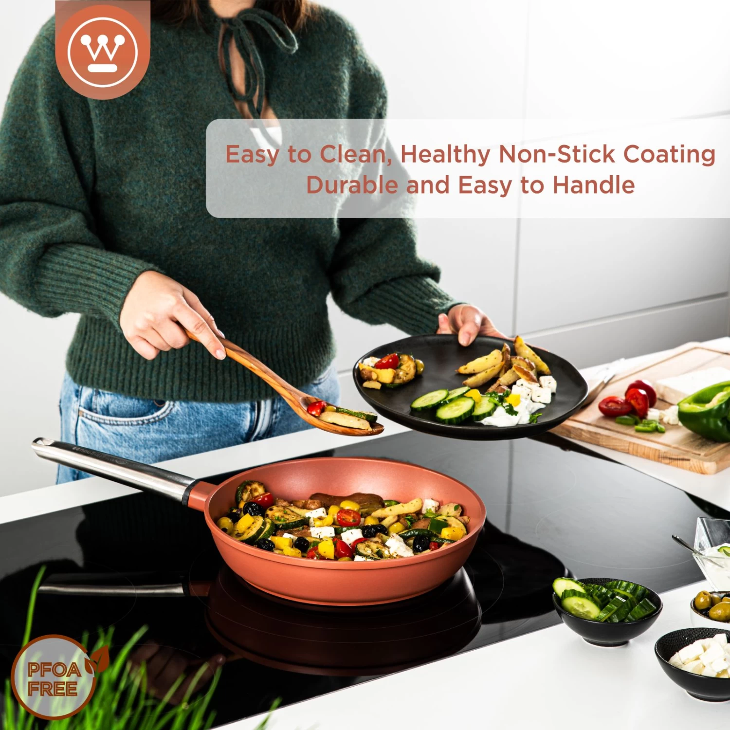 Westinghouse Koekenpan Performance - Rebel Red - ø 28 Cm - Standaard Anti-aanbaklaag - Afbeelding 4