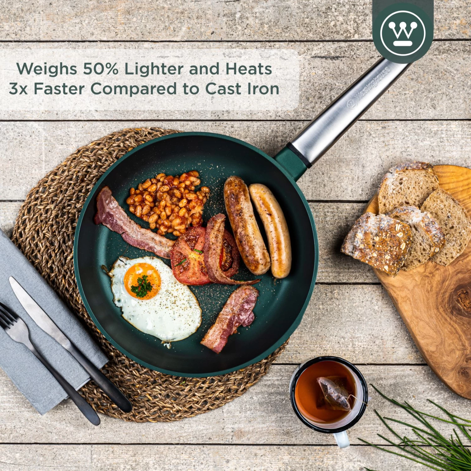 Westinghouse Koekenpan Performance - Gracious Green - ø 28 Cm - Standaard Anti-aanbaklaag - Afbeelding 6