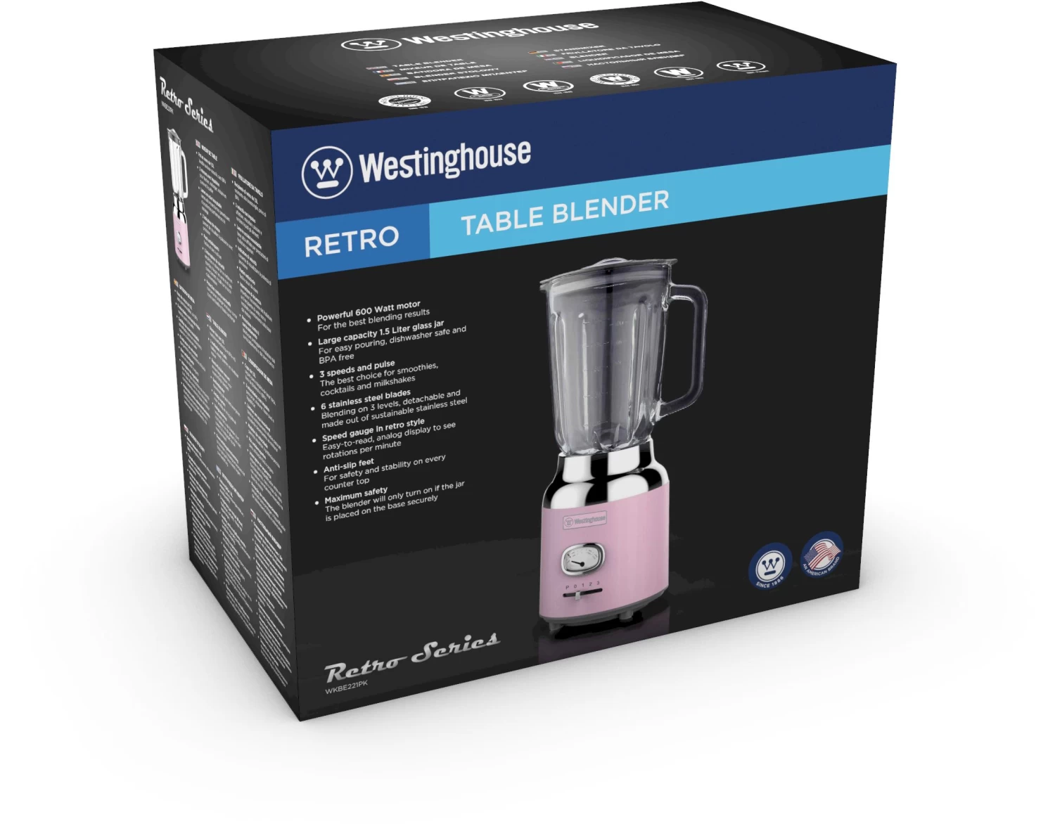 Westinghouse Blender Retro Collections - Roze - 1.5 Liter - WKBE221WH - Afbeelding 3