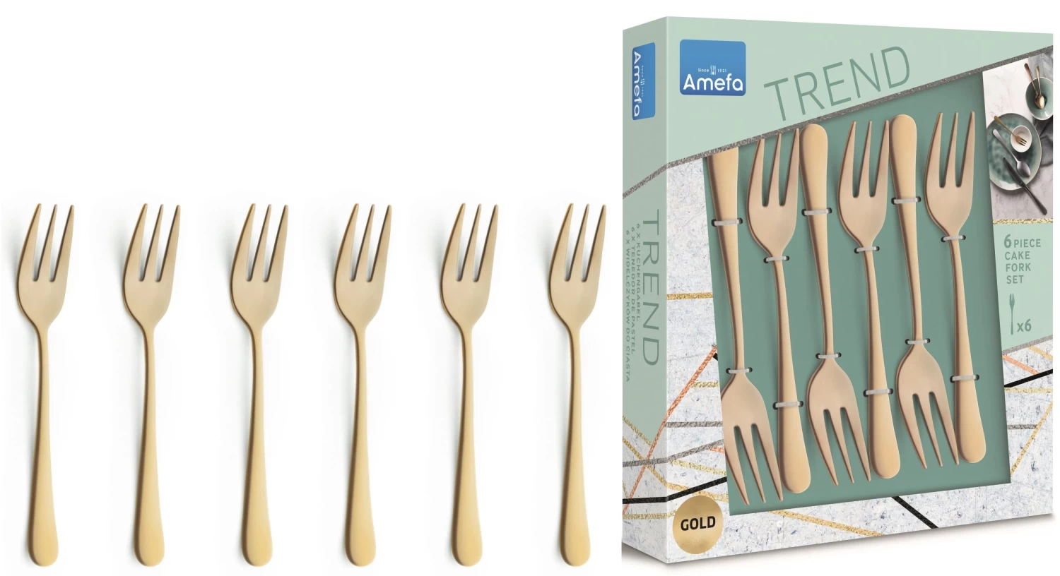 Amefa Gebaksvorkjes Austin - Vintage Goud - 6 Stuks