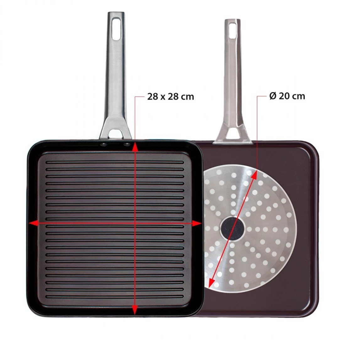 Valira Grillpan Aire Ceramic - 28 X 28 Cm - Keramische Anti-aanbaklaag - Afbeelding 2