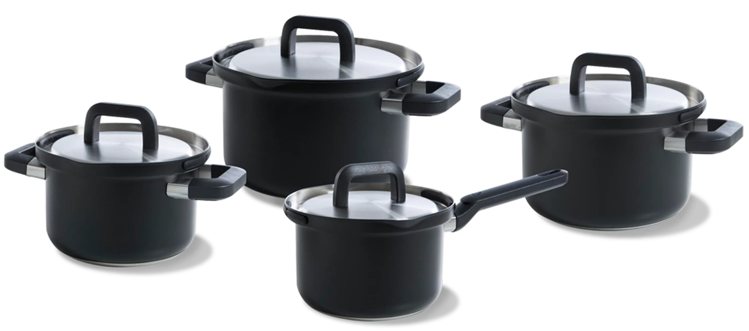 BK Pannenset Flow Cool - Zwart / RVS - 4 Delige Set