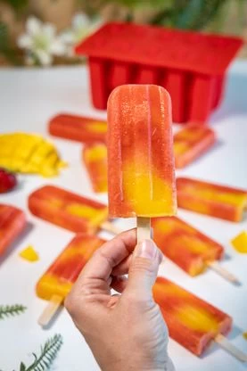 Sareva IJsjesmaker Voor 10 Ijsjes - Rood - Siliconen + 150 Houten IJsstokjes - Afbeelding 3