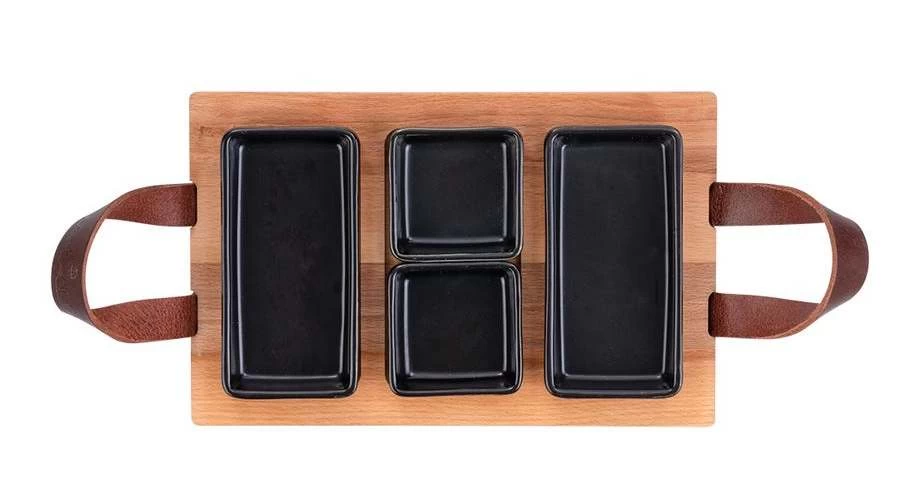 Bowls & Dishes Serveerplank / Tapasplank Streetfood 3-vaks Zwart - Medium - Afbeelding 4
